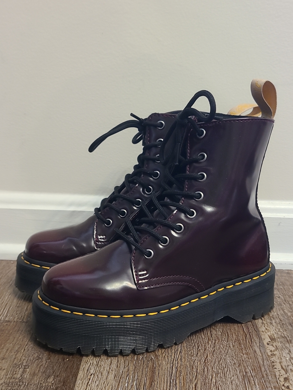 Dr. Martens Vegan Jadon Cherry Red Platform Combat Boots